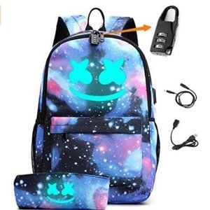 Smile Luminous Backpack USB Charging  Pencil Case